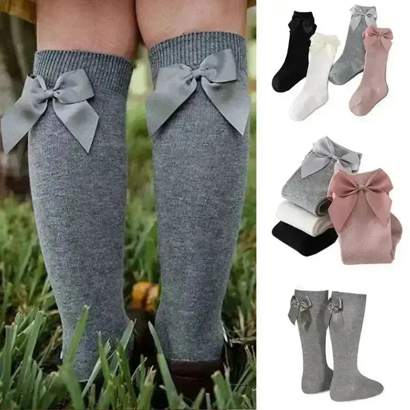 2020 Baby Girls Socks New Toddlers Girl Big Bow Knee High Long Soft Kids Socks Bowknot 100% Cotton 0-3 Years Newborn Socks - Image #2