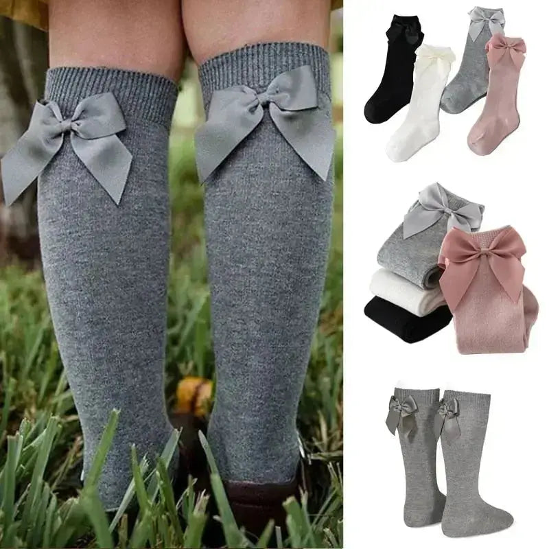 2020 Baby Girls Socks New Toddlers Girl Big Bow Knee High Long Soft Kids Socks Bowknot 100% Cotton 0-3 Years Newborn Socks - Image #2