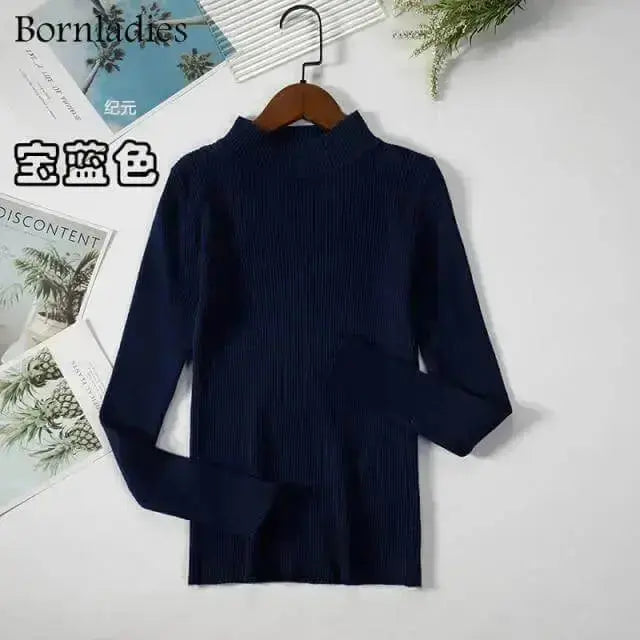Bornladies Autumn Winter Basic Turtleneck Knitting Bottoming Warm Sweaters 2021 Women's Pullovers Solid Minimalist Cheap Tops - Image #7