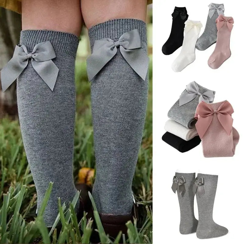 2020 Baby Girls Socks New Toddlers Girl Big Bow Knee High Long Soft Kids Socks Bowknot 100% Cotton 0-3 Years Newborn Socks - Image #2