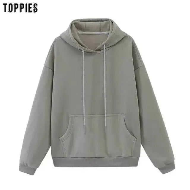 Toppies Womens Tracksuits Hooded Sweatshirts 2021 Autumn Winter Fleece Oversize Hoodies Solid Pullovers Jackets Unisex Couple - Image #30
