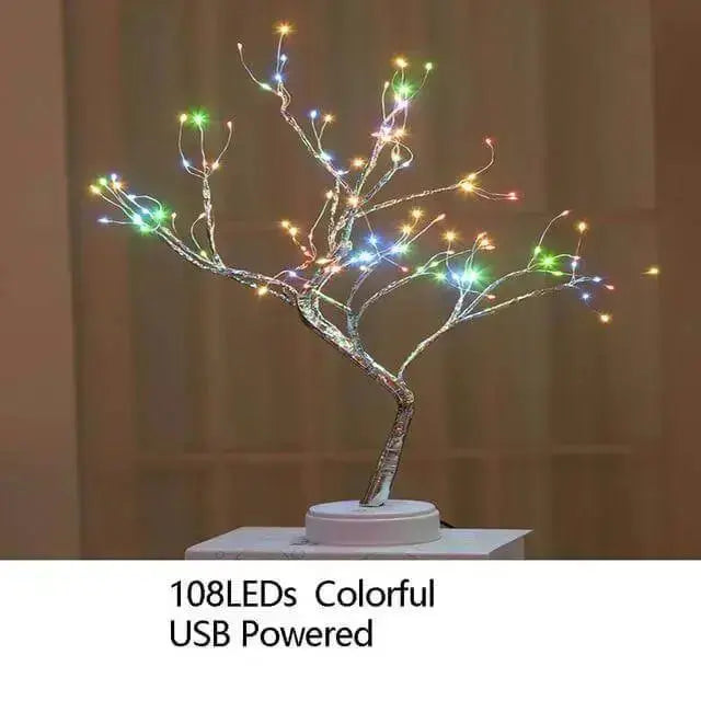 Night Light Home Decoration Bonsai Style Party Cherry Tree Shape LED Light DIY Firework Christmas Gift Plants Switch Copper - Image #4