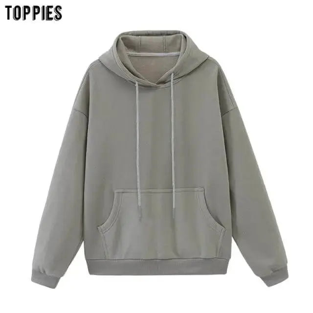 Toppies Womens Tracksuits Hooded Sweatshirts 2021 Autumn Winter Fleece Oversize Hoodies Solid Pullovers Jackets Unisex Couple - Image #31
