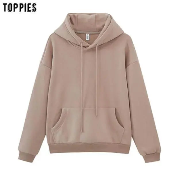 Toppies Womens Tracksuits Hooded Sweatshirts 2021 Autumn Winter Fleece Oversize Hoodies Solid Pullovers Jackets Unisex Couple - Image #3