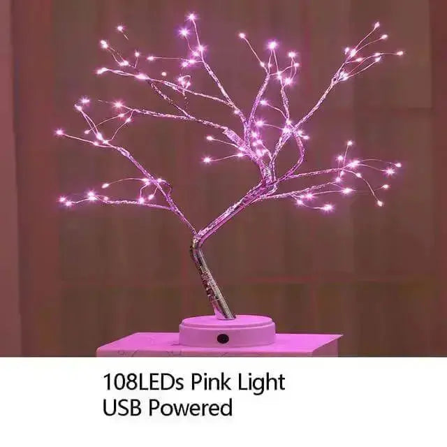 Night Light Home Decoration Bonsai Style Party Cherry Tree Shape LED Light DIY Firework Christmas Gift Plants Switch Copper - Image #3