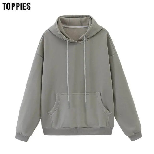 Toppies Womens Tracksuits Hooded Sweatshirts 2021 Autumn Winter Fleece Oversize Hoodies Solid Pullovers Jackets Unisex Couple - Image #30
