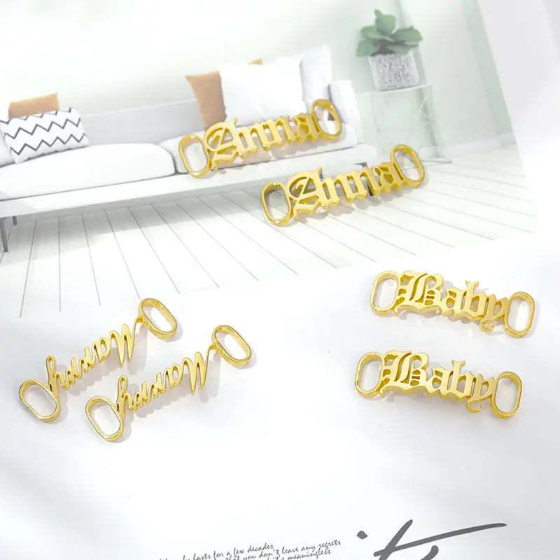 One Pair Personalized Name Shoe Buckle Foot Jewelry Stainless Steel Custom Nameplate Year Date Shoe Buckle Friend Gifts - Image #30